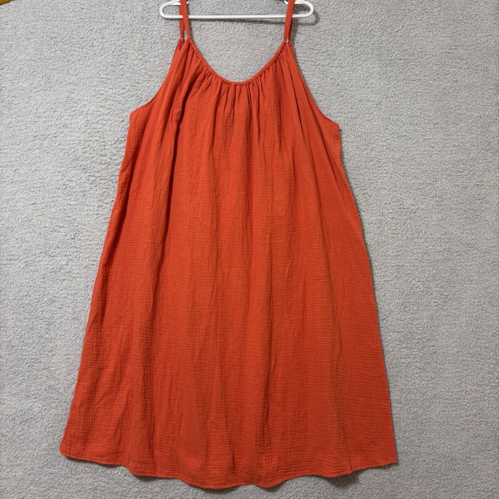 Cotton Gauze Relaxed Maxi Dress 1X/2X Vacation Coastal Sleeveless Swim Cover-Up